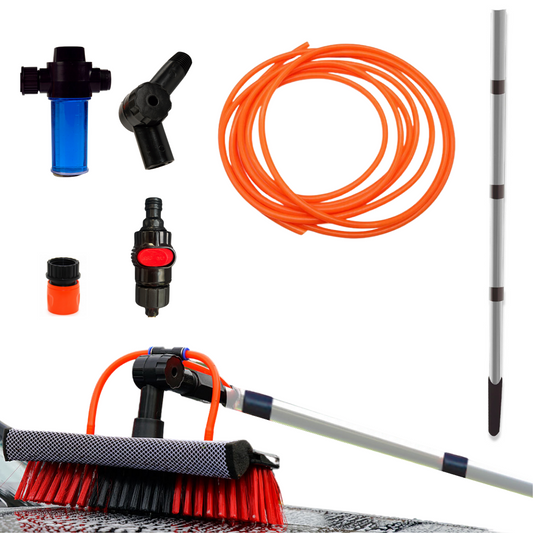 Escoba telescópica hidráulica de 3,6 m ideal para limpiar superficies altas y difíciles