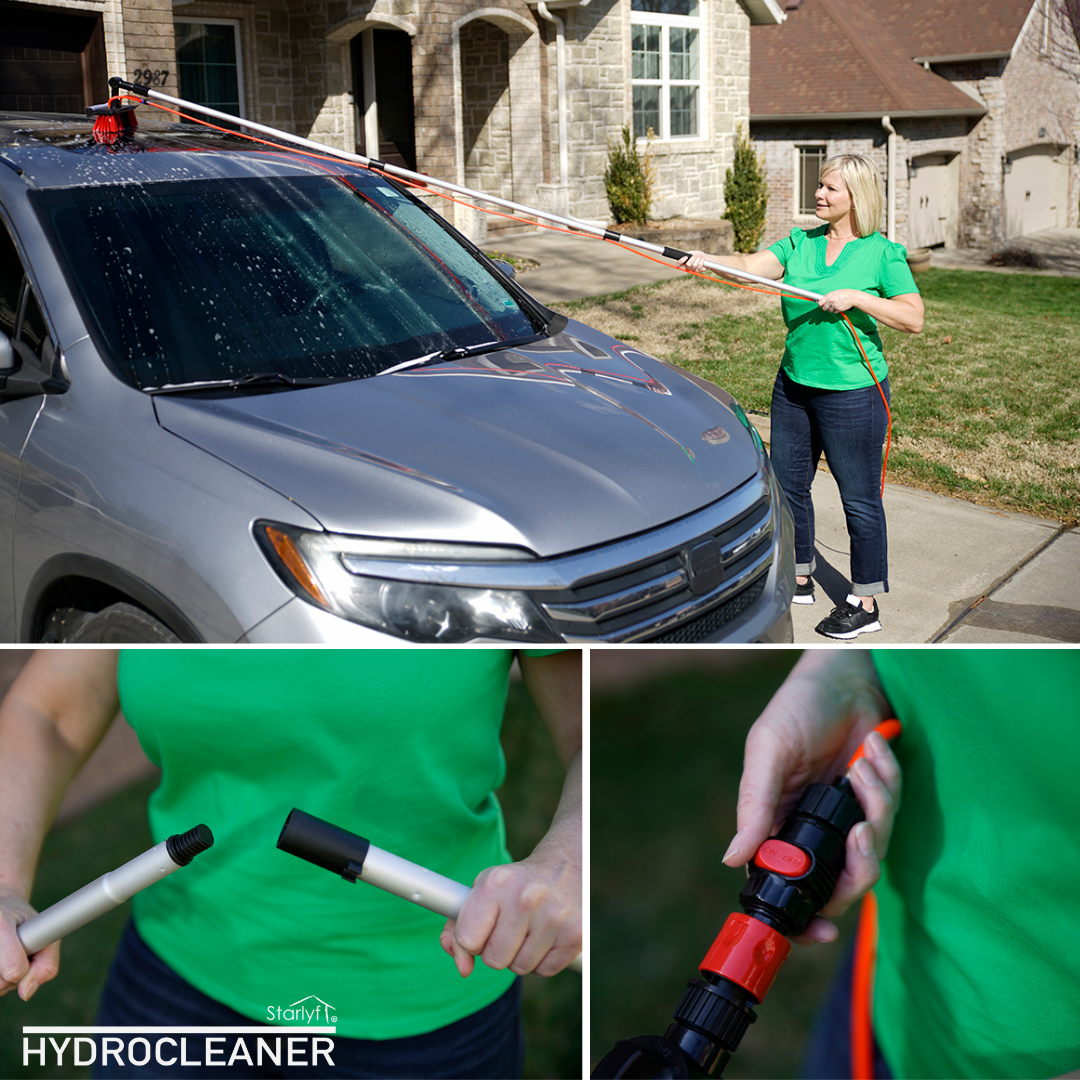 Escoba telescópica hidráulica de 3,6 m ideal para limpiar superficies altas y difíciles