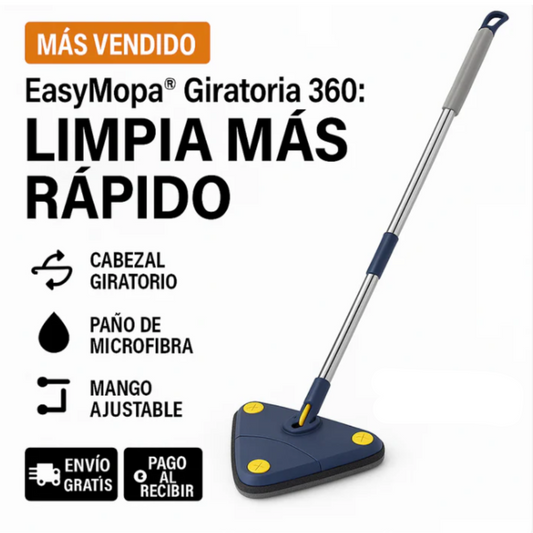 EasyMopa Fregona Triangular De Limpieza Ajustable Giratoria de 360°
